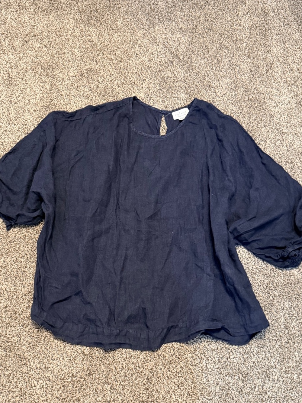 Velvet by Graham & Spencer Navy Blue Linen Shirt Sz XL Anthropologie Blouse Top